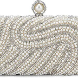 Compact Women's Pearl Evening Bag - Versatile Clutch for Weddings and Nights Out